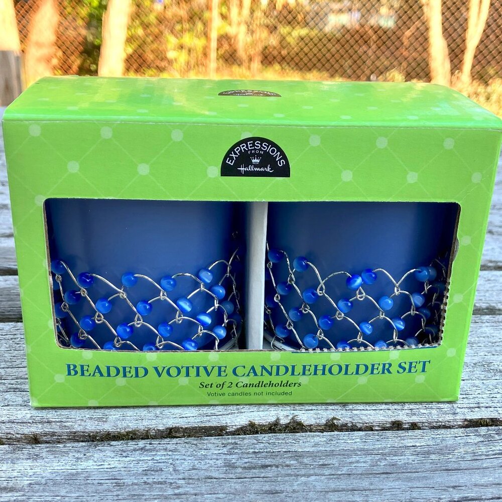 NWT🆕Hallmark Beaded Votive Candle Holders - Set of 2
